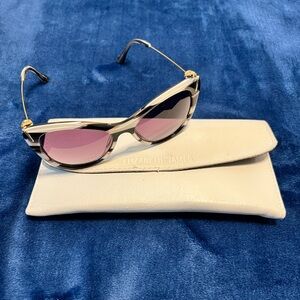 Elizabeth and James Black and Gold Sunglasses with Pink Lenses